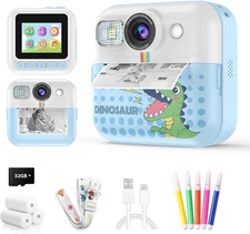 Kids Camera Instant Print, Selfie Digital Video Camera for Toddler with Print Pa