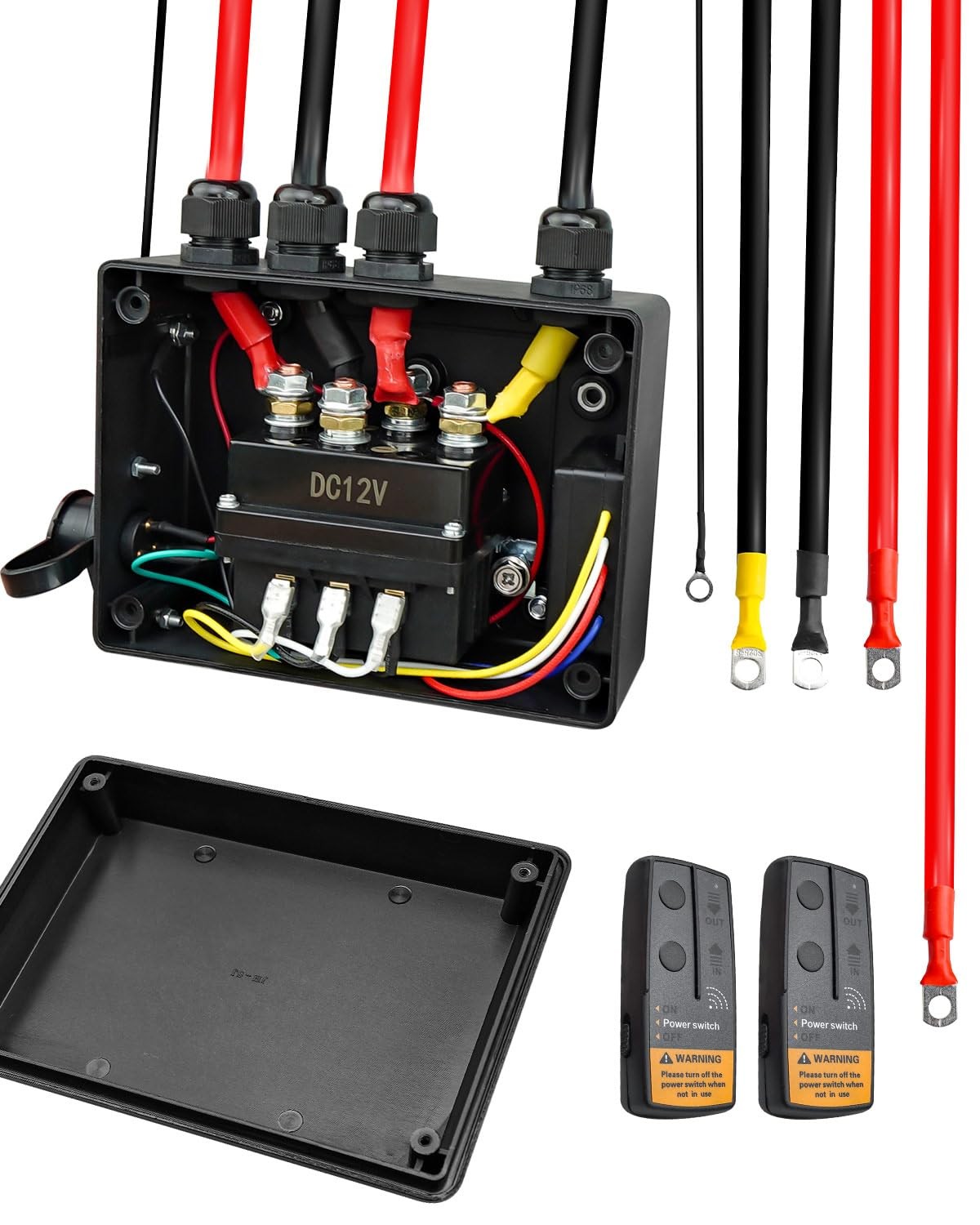 Pre-Wired Winch Control Box Kit, 12V 500A Winch Solenoid Contactor Relay &