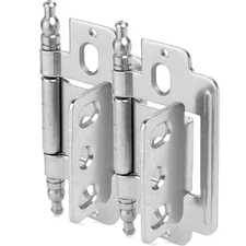 Full Inset Cabinet Hinge 10-Pack 3/4-Inch Partial Wrap Satin Nickel Ball Tip