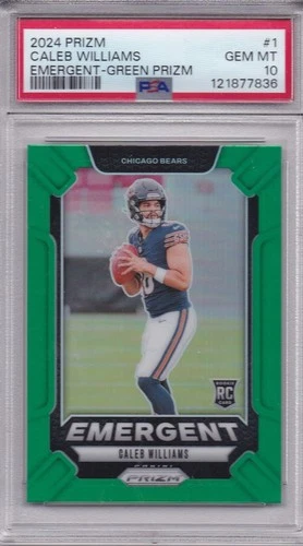 CALEB WILLIAMS 2024 PRIZM ROOKIE RC EMERGENT GREEN PRIZM PSA 10 GEM MINT! BEARS!