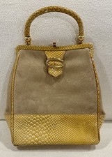 Vintage Bienen Davis Tan Leather Alligator Hanbag Purse