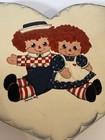 Raggedy Ann and Andy Wooden Heart Plaque Handmade Hand Painted Signed Bennie Kay — photo 3
