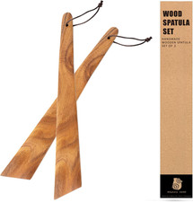 12  Acacia Wooden Spatula 2pcs , Wooden Cooking Utensils Set, for Flipping, S...
