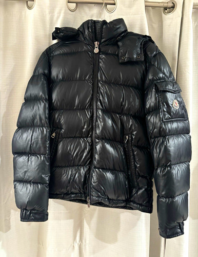 Moncler Men’s Black Down Puffer Jacket Full Zip Logo Patch Quilted Size M