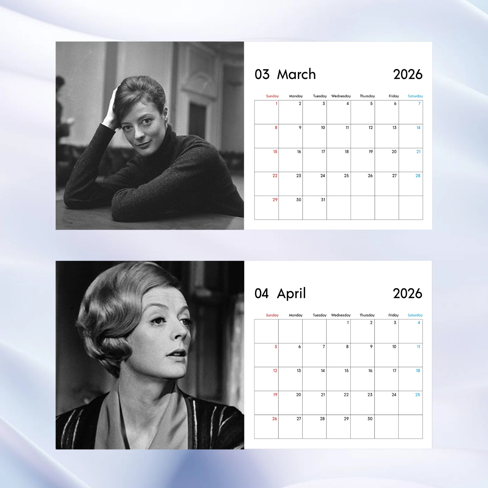 Maggie Smith 2026 Calendar, Elegant Classic Actress Wall Calendar
