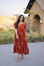 STEPNSHOP CASUAL WEAR GOWN WITH PRINTED WORK 21402