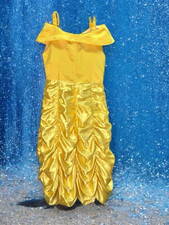 Disney Belle Yellow Gold Gown Halloween Costume 10/12 Beauty Beast Dress Up