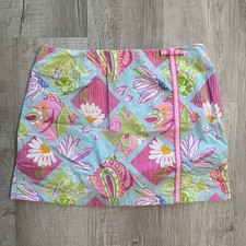 Vintage Lilly Pulitzer Floral Patchwork Skort Womens Size 8 Pink Blue Skirt Bow