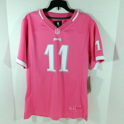 New Girls Philadelphia Eagles Carson Wentz #11 Pink Game Jersey L