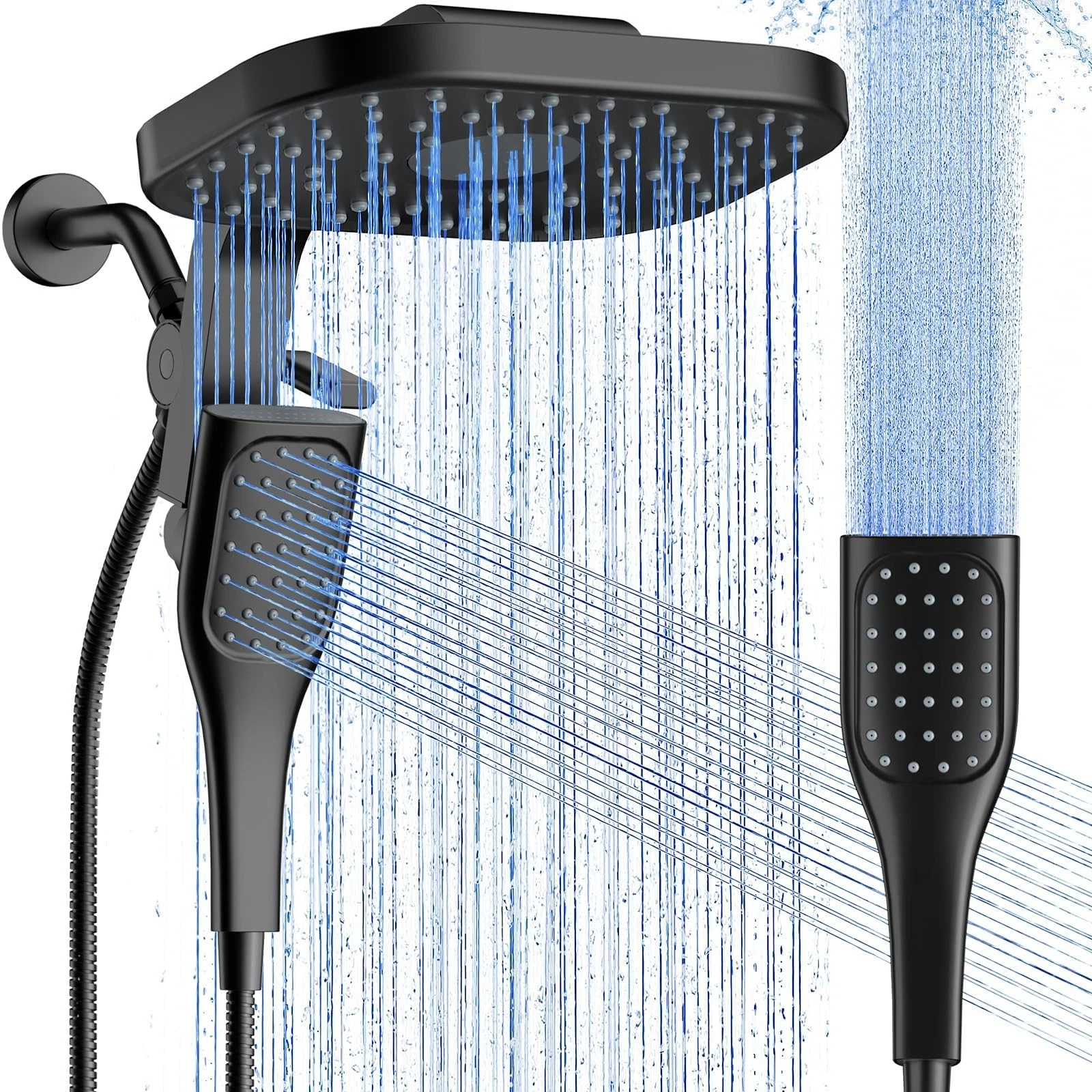 Rain Shower Head with Handheld. High Pressure Multi-Function Rainfall Showerh...