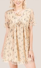 Francesca’s Liv Floral Lace Shift Dress Taupe Size Medium