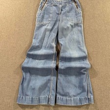 Vintage 70s Women's Cafe Crowd Bell Bottom Jeans Side Zips Flares Sz 26 x 28.5