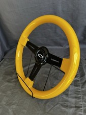 Yellow With Black Spoke 14in Diameter 6 Bolt Universal Chevy Horn Button