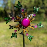 Windrad Metall Schmetterlinge Gartenstecker 91 Cm Windspiel WindmüHle Gartendeko