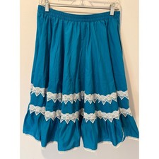 Vintage 70s Partner Please Malco Modes Lace Trim Square Dance Skirt L