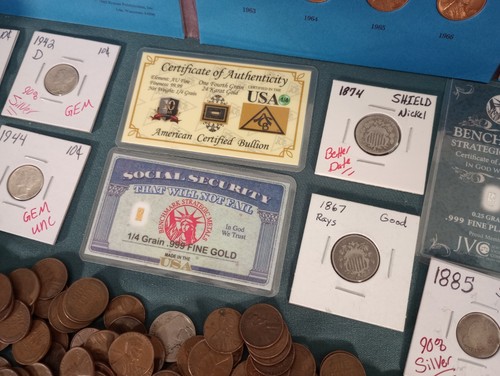 Huge Coin & Currency Lot .Gold, Platinum,Silver,Barber, Errors,Wheat,OBW, Indian - 第 9/24 張圖片
