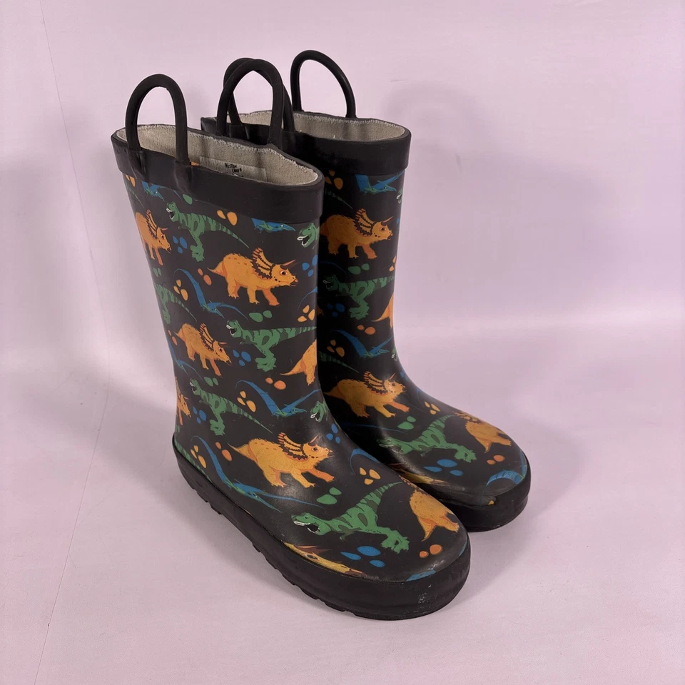 Bota de lluvia impermeable Western Chief Dino World niños talla 11 asas fáciles de tirar Foto 2 de 4