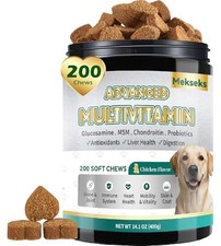 24-in-1 Multivitamin Chews for Dogs - 200 Soft Chews for Skin, Coat, Joints