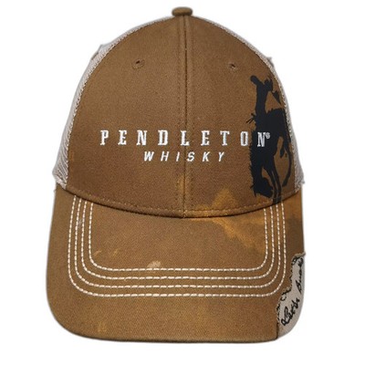 Pendleton Whisky Brown Trucker Hat One Size Let'er Buck Bucking Horse Adjustable