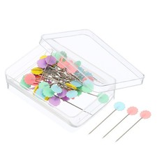 50Pcs Sewing Pins, 1.5" Straight Pin with Flower Head, Multicolor