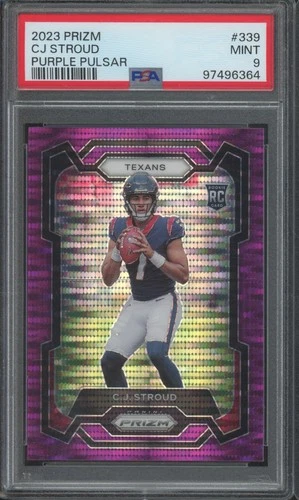 2023 Panini Prizm Purple Pulsar #339 CJ Stroud RC Rookie Mint PSA 9