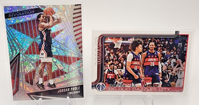 (2) 2023-24 Revolution Avalanche #81 Jordan Poole & 2025 Topps DC Above All #285