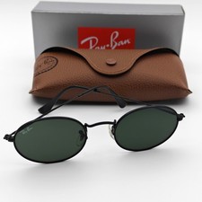 Ray-Ban Sunglasses RB3547N 002 51 Metal Polished Black Frame Green Oval Lens 3N