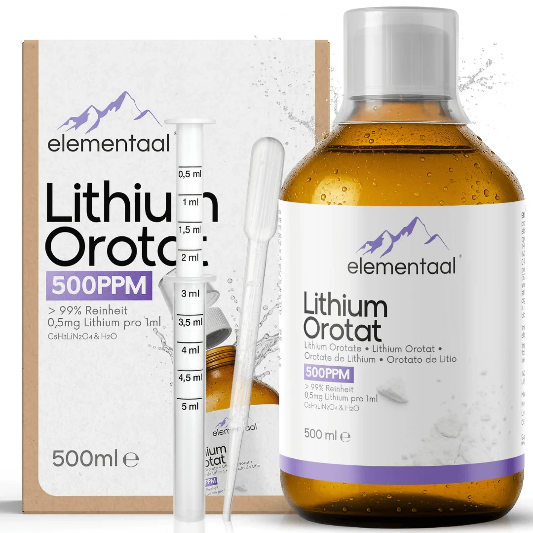 Lithium Orotat Set | 1ml = 0,5mg elementares Lithium | 99,9% | Dosierset 500ml