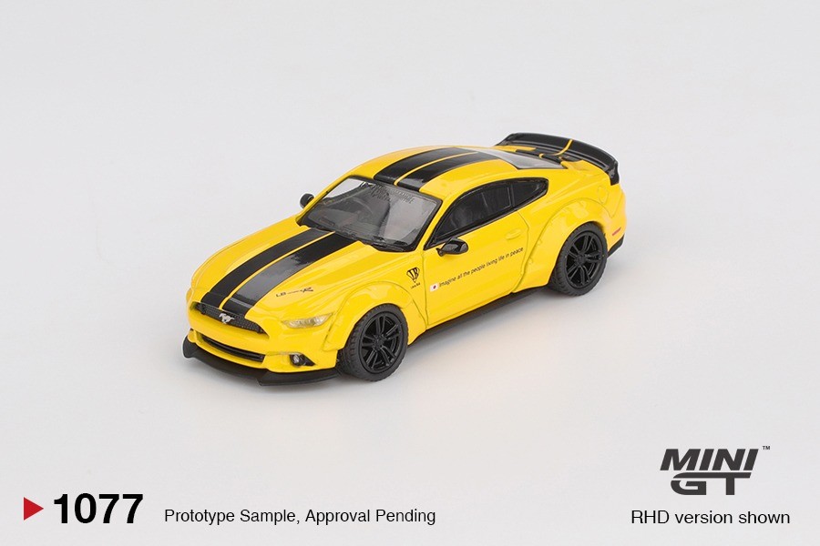 TSM MINI GT MGT01077 1/64 Ford Mustang Triple Yellow LHD Diecast