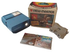 Vtg GAF View-Master 30 Entertainer Projector Blue Bundle w Hand Viewer  Slides