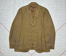 VTG 50s BRENT Mustard Wool Sport Coat Ivy Trad 3 Button Paisley Lining Hopsack