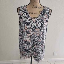 Karen Kane floral ruffle tunic length tank top size medium
