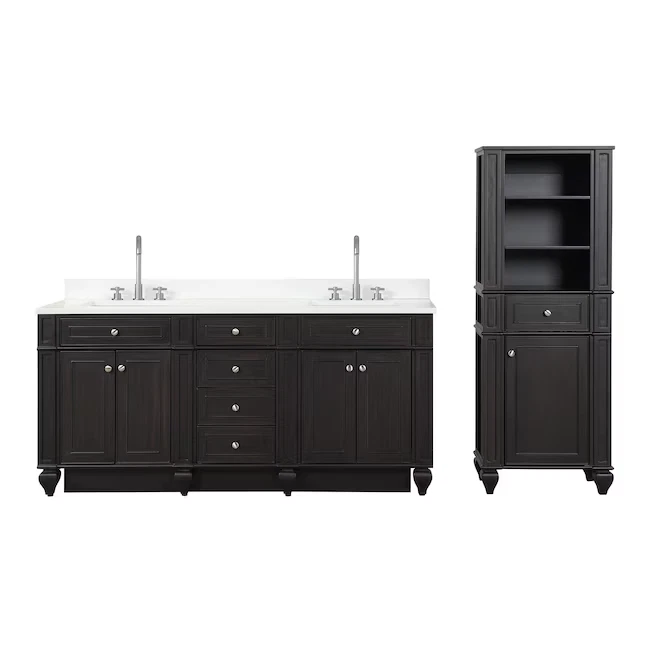 Tocador de café espresso con tapa de cuarzo blanco fregadero doble Winston WN-72-ES Design Element 72 Foto 4 de 4