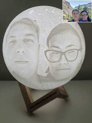 Original personalisiertes Foto 3D bedruckt Mondlampe Nachtlicht Geschenk für sie ihn