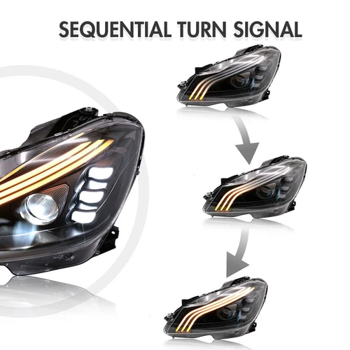 Pair For Mercedes Benz W204 C250 2011-2014 LED Headlights DRL Head Lamp Assembly - Picture 11 of 24