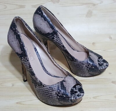 Aldo Snake Print Peep Toe Pumps Womens Shoes Size 38