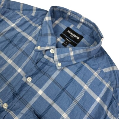 Bonobos Men s Performance Stretch L/S Button Shirt Blue   Large