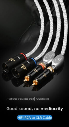HiFi Silver-Plated OCC 2RCA to 2XLR Cable for Preamp Amplifier Audio Cable - Picture 3 of 10