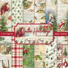 Christmas Santa Bells Holly Nativity Plaid Scrapbook Card Journal Craft Paper