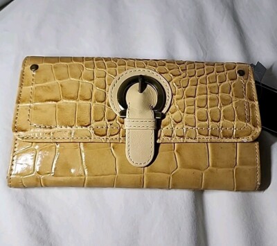 UNION CODE Yellow Crocodile Embossed Leather RFID Women's Wallet