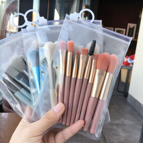 8 pièces kit de brosses à maquillage poudre fond de teint fard à paupières eye-liner blush brosse à lèvres - Photo 1 sur 16