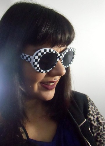 Gafas Sol Ovalado Años 60 Sixties Damero Blanco Negro |