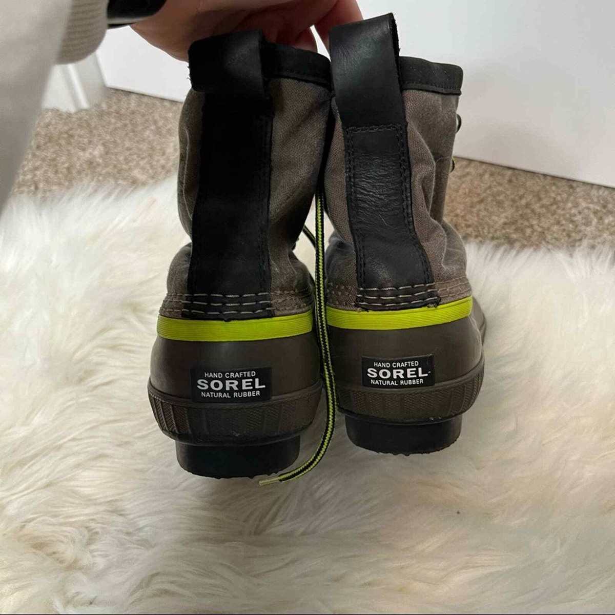 Sorel Men’s Dark Green Canvas and Rubber Lace-Up Boots Sorel Green Men main image 3