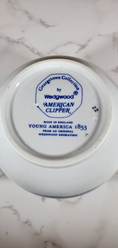 Wedgewood "American Clipper" Blue Vintage Creamer & Sugar Bowl - Picture 5 of 9