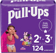 Pull-Ups Girls' Potty Training Underwear Size 4, 2T-3T, 124 Ct, One Month Supply