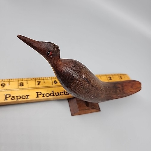 MCM Hand Carved Wood Figurine Shore Bird 7” Length 5.25" Tall Vintage - Picture 4 of 4