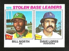 1977 Topps BASEBALL #4 1976 STOLEN BASE LEADERS BILL NORTH/DAVEY LOPES EXMINT 