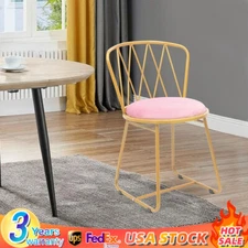 Modern Dining Chair Soft Cushion Makeup Chair Metal Frame Chair Backrest Bedroom