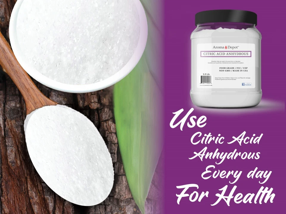 Ácido cítrico 3,5 lb 100 % puro premium grado alimenticio NO TRANSGÉNICO anhidro grado A frasco Foto 4 de 4