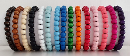 Mens / Womens Wooden Wood Bead Elastic Stacker Bracelet - 15 Colours - 3 Sizes - Picture 2 of 16